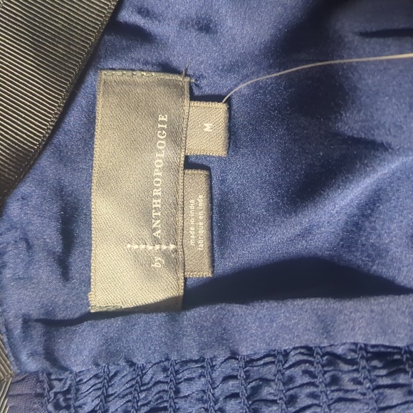 NWT Anthropologie Navy Ruffle Black Ribbon Crop Top - Picture 9 of 13